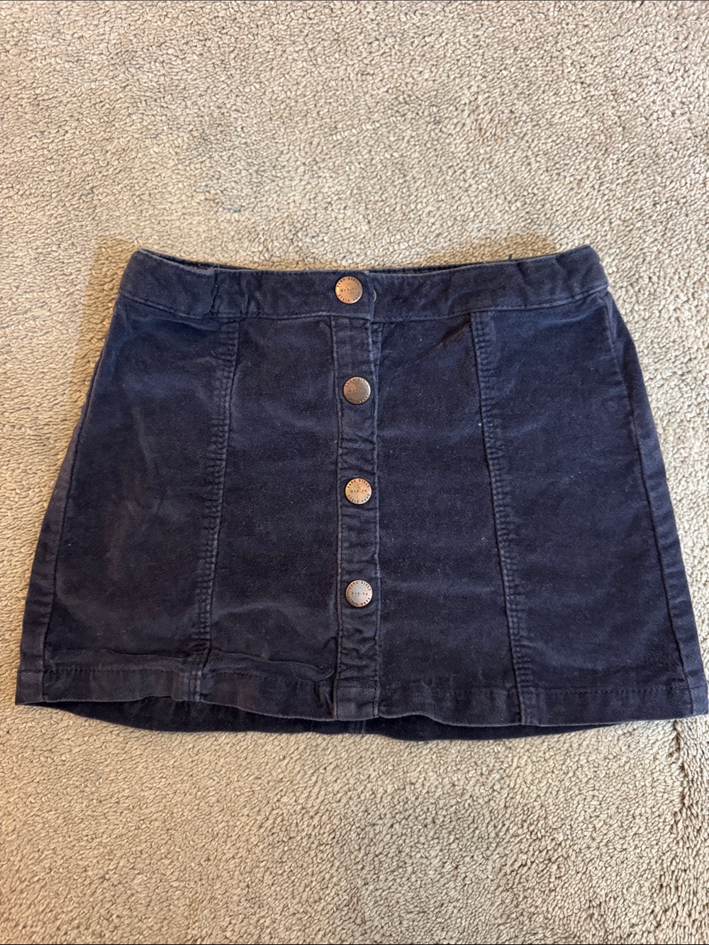 Zara Girls Corduroy Velvet Button-Front Mini Skirt - size 5
